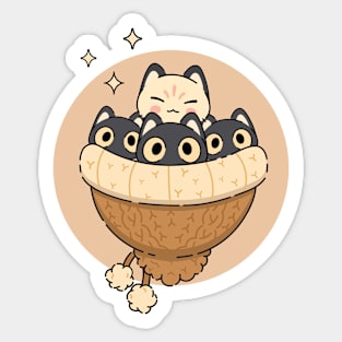 Cute Winter Kittens | Brown Sticker